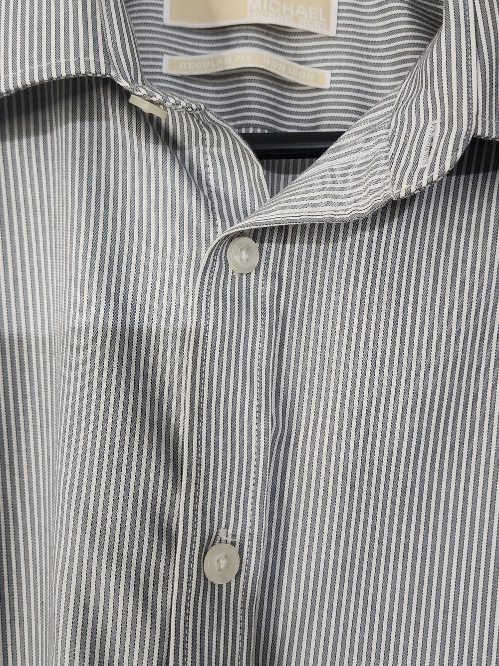 Michael Kors Men's Blue and White Narrow-Stripe Dress Shirt